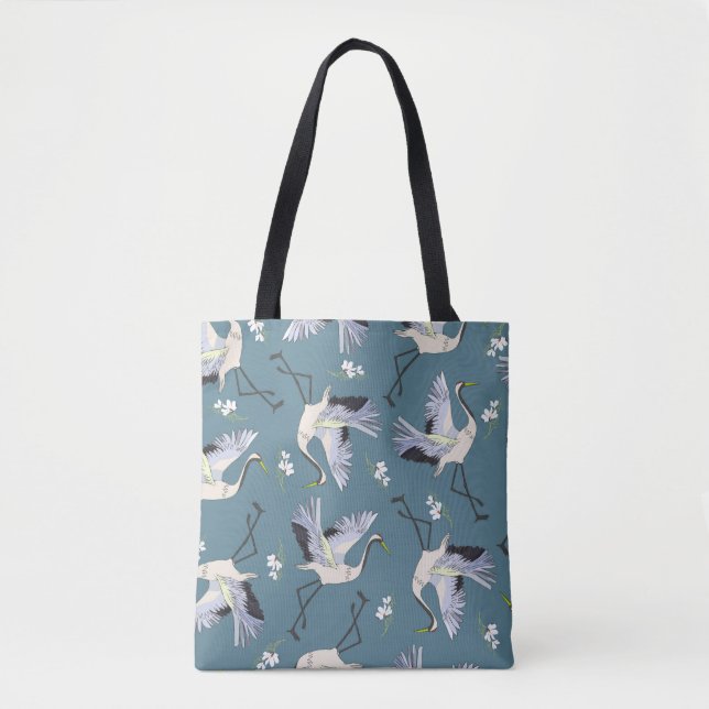 Tote Bag Motif de grue, illustration Flying Bird. (Devant)