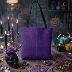 Tote Bag Motif de Halloween en toile d'araignée noire rose