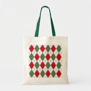 Tote Bag Motif de Jacquard vert et rouge