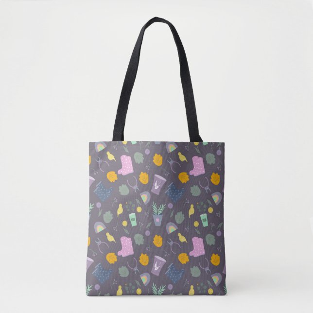 Tote Bag motif de jardin multicolore (Devant)