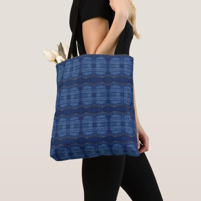 Tote Bag motif de jeans bleus (De près)