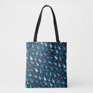 Tote Bag Motif de jour pluvieux avec gouttes bleues