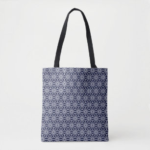 Tote Bag Motif de la marine Vintage Blue Asanoha Japon