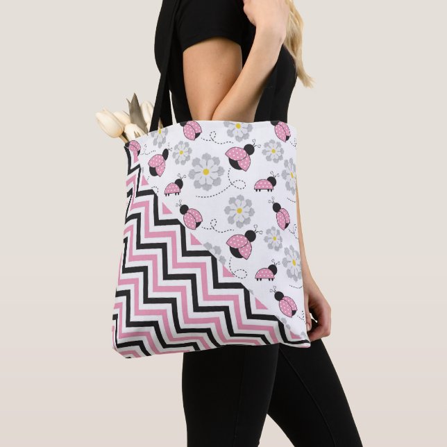Tote Bag Motif de Ladybug rose (De près)
