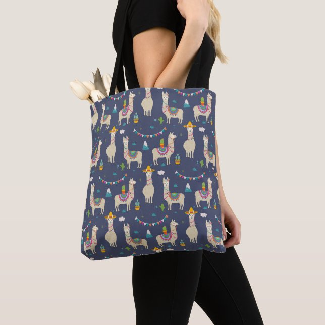 Tote Bag Motif de lama de célébration (De près)