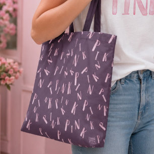 Tote Bag Motif de lettre rose plumée aquarelle moderne et a