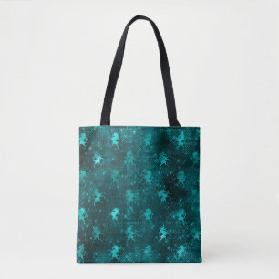 Tote Bag Motif de licornes pailletées ombrées sarcelle Glam