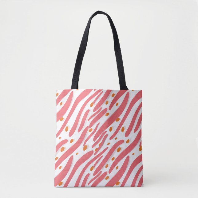 Tote Bag Motif de ligne Abstraite rose orange (Devant)