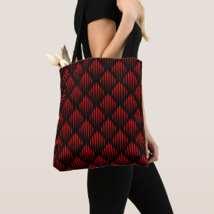 Tote Bag Motif de ligne abstraite rouge et noire
