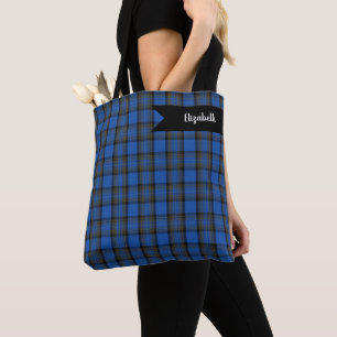 Tote Bag Motif de l'île de Skye Blue Tartan Plaid