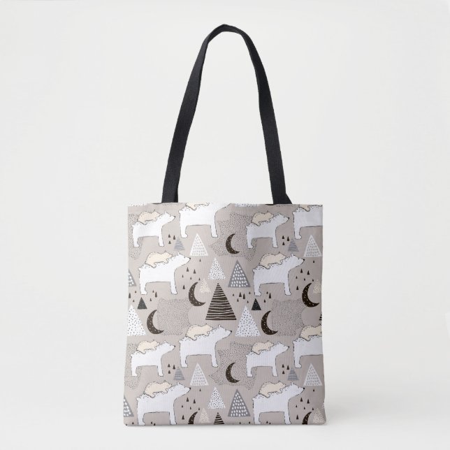 Tote Bag Motif de l'ours de bois du mignon Doodland (Devant)