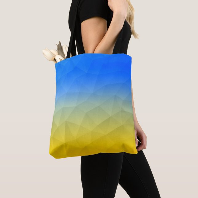 Tote Bag Motif de maillage géométrique bleu jaune Ukraine (De près)
