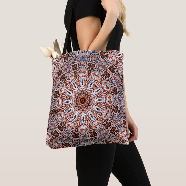 Tote Bag Motif de mandala aux tons neutres (De près)
