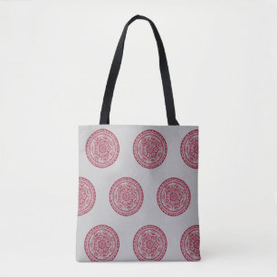 Tote Bag Motif de Mandala rouge et gris