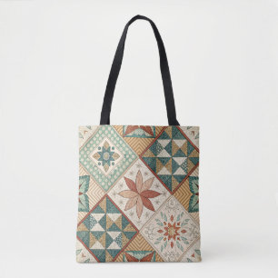 Tote Bag Motif de maquillage en diamant rustique - Géométri