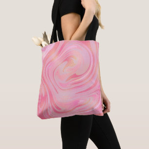 Tote Bag Motif de marbre rose tourbillonnant et paillettes