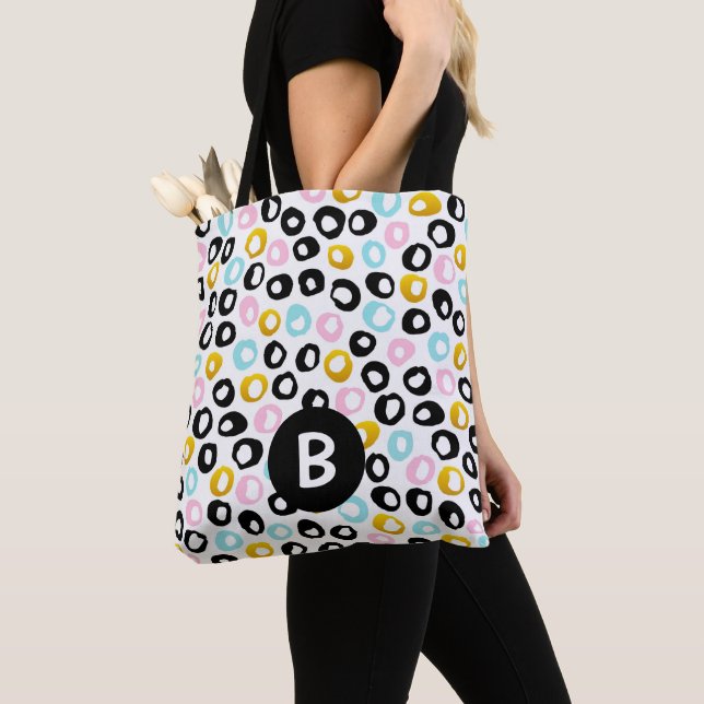 Tote Bag Motif de monogramme à points abstraits tendance (De près)