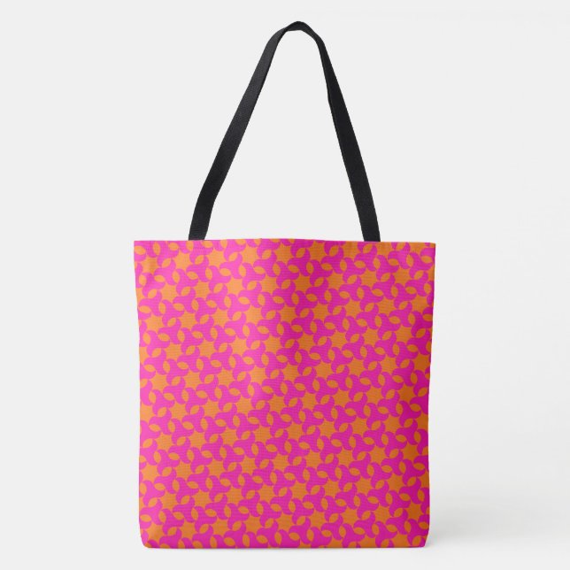 Tote Bag Motif de mosaïque d'étoile islamique rose chaud et (Devant)