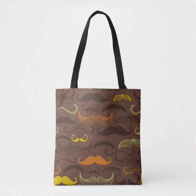 Tote Bag Motif de moustache, rétro style 5 (Devant)