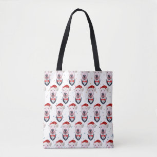 Tote Bag Motif de Noël avec un chien Bull Terrier mignon