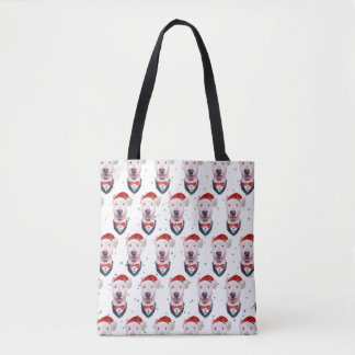 Tote Bag Motif de Noël avec un chien Bull Terrier mignon