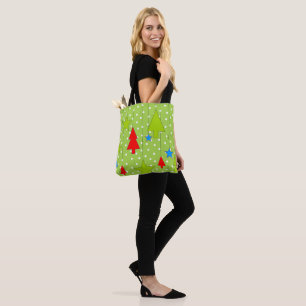Tote Bag Motif de Noël des Pois verts et blancs