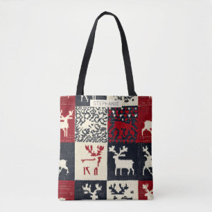 Tote Bag Motif de Noël en Patchwork   Rustique