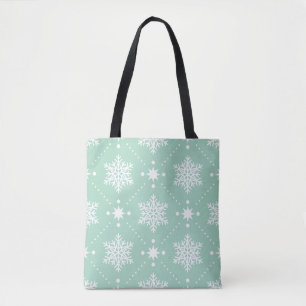 Tote Bag Motif de Noël Mint Green White
