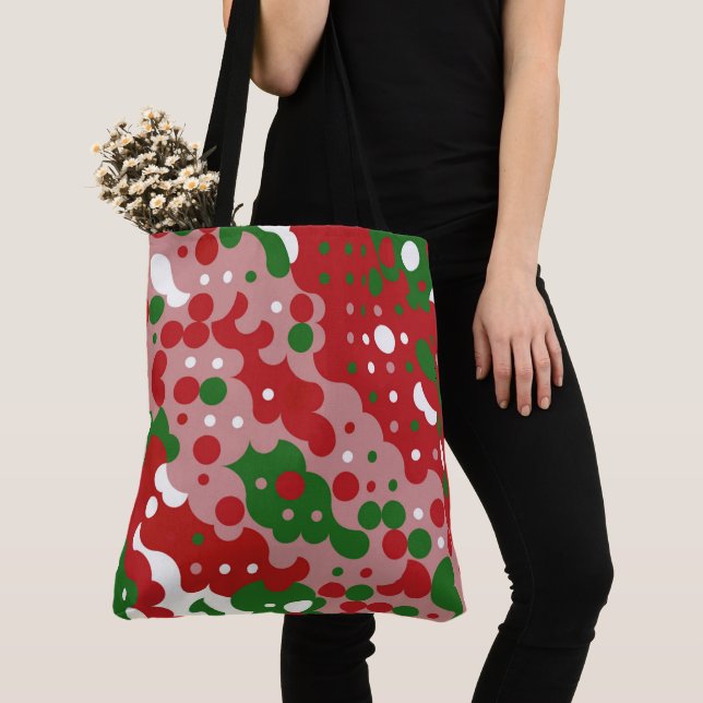 Tote Bag Motif de Noël Rétro Groovy Funky Mod (De près)
