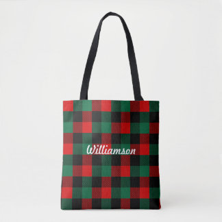 Tote Bag Motif de Noël vert rouge moderne