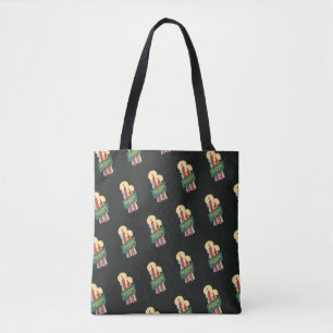 Tote Bag Motif de Noël vintage, bougies Joie des Fêtes