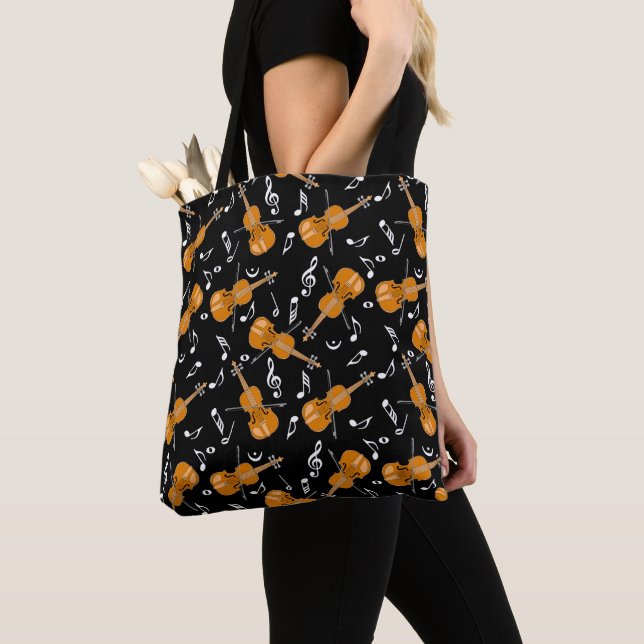 Tote Bag Motif de notes de musique violon (De près)