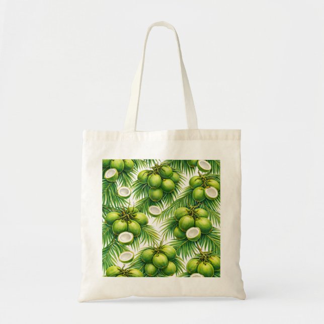 Tote Bag Motif de palmier à noix de coco verte (Devant)
