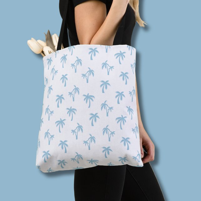 Tote Bag Motif de palmier tropical bébé bleu (Light blue palm tree tote bag)