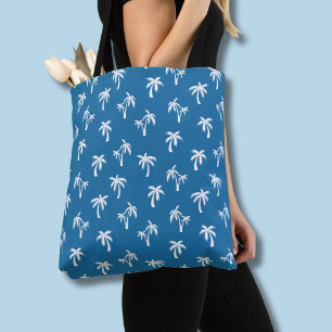 Tote Bag Motif de palmier tropical bleu