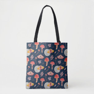 Tote Bag Motif de papillon magique et de champignons. Soiré