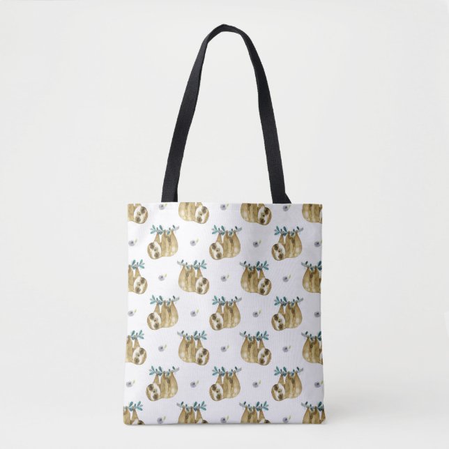 Tote Bag Motif de paresse d'aquarelle de tarte de Cutie (Devant)