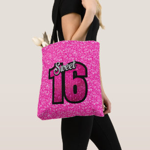 Tote Bag Motif de parties scintillantes et nombres roses de