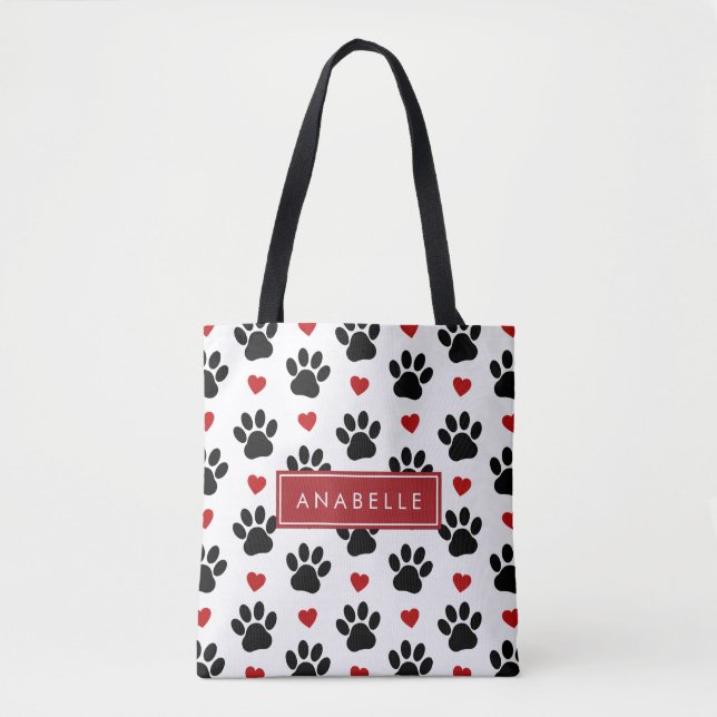 Tote Bag Motif De Pâtes, Pâtes Noires, Coeurs Rouges, Votre (Devant)