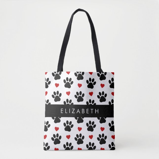 Tote Bag Motif De Pâtes, Pâtes Noires, Coeurs Rouges, Votre (Devant)