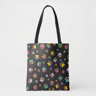 Tote Bag Motif de pattes de chien colorées