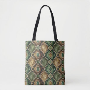 Tote Bag Motif de peau de serpent géométrique orné exotique