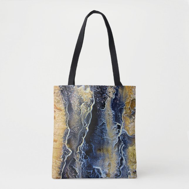 Tote Bag Motif de peinture en marbre noir beige (Devant)