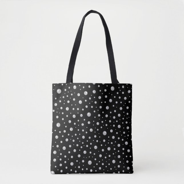 Tote Bag Motif de perle sur fond noir (Devant)