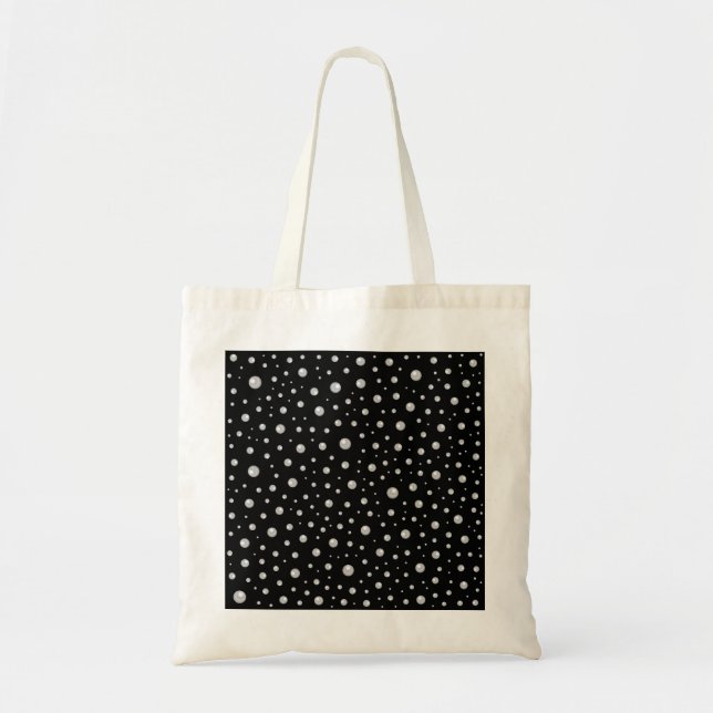 Tote Bag Motif de perle sur fond noir (Devant)