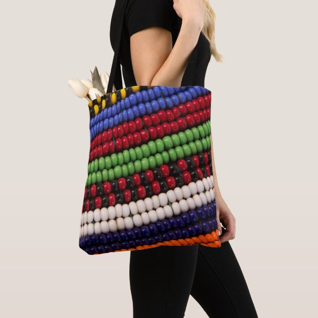 Tote Bag Motif de perles tribales Massai (De près)