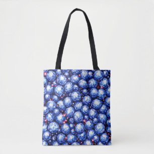Tote Bag Motif de pierres précieuses bleues scintillantes
