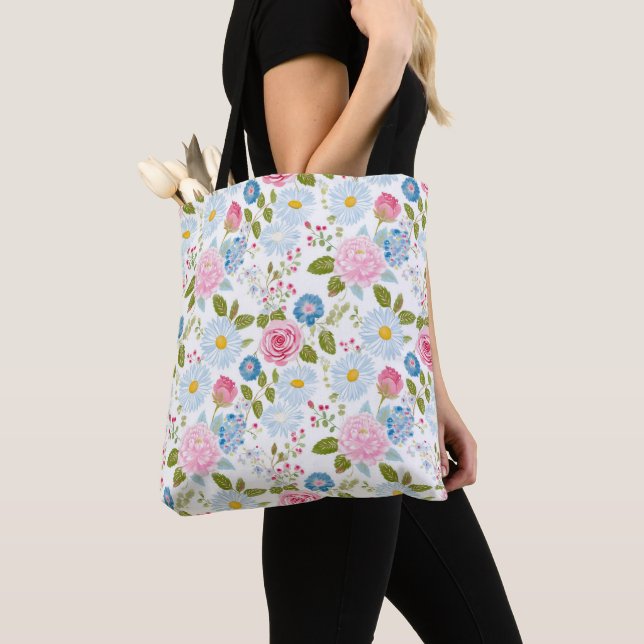Tote Bag Motif de pivoines roses  (De près)