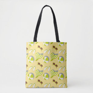 Tote Bag Motif de plage avec lunettes de soleil et casquett