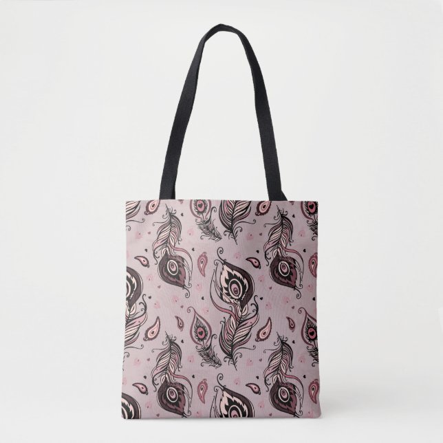 Tote Bag Motif de plume de paon (Devant)